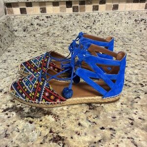 Aquazzura Belgravia Blue Suede Espadrilles
